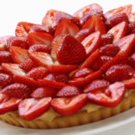 Homemade strawberry tart with fresh strawberries on a golden crust